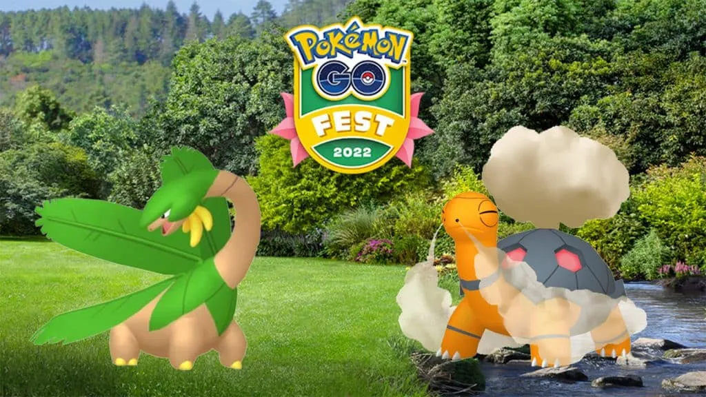 Pokemon Go Fest 2022의 트로피우스와 토르코알