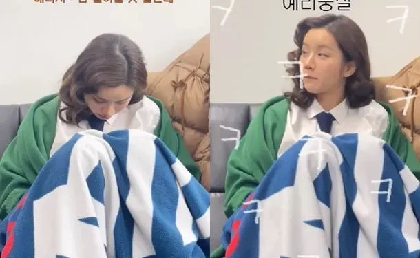 Hyeri sorpresa a dormire sul set, la reazione dello staff al suo sbavare