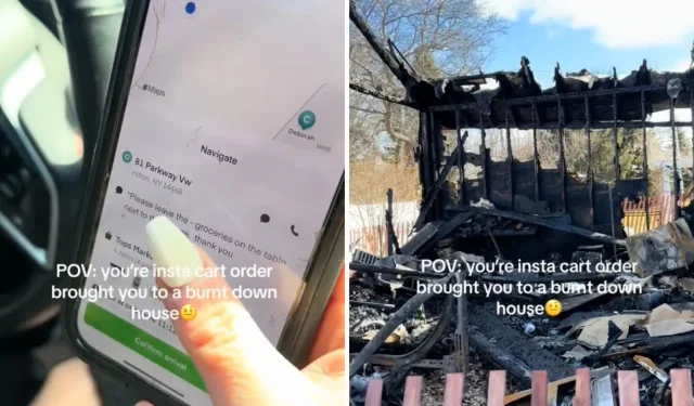 Compradora de Instacart queda atónita mientras entrega un pedido en una casa incendiada