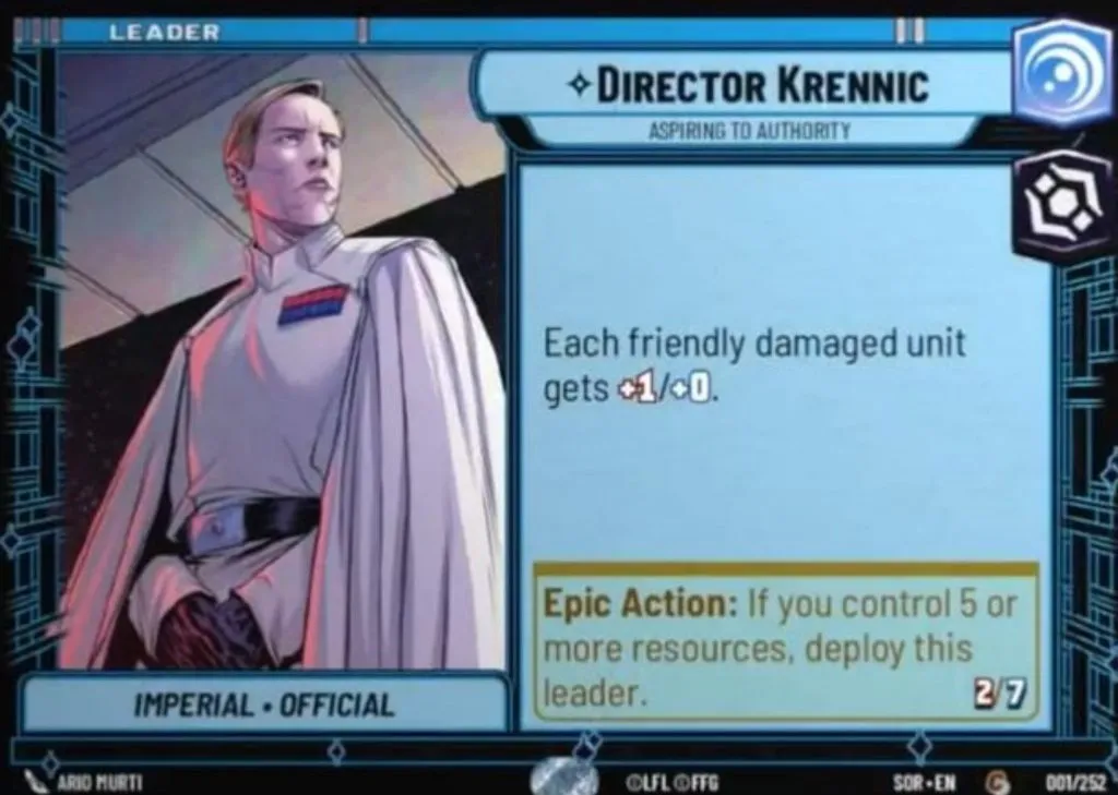 Carte Star Wars Unlimited Directeur Krennic Leader