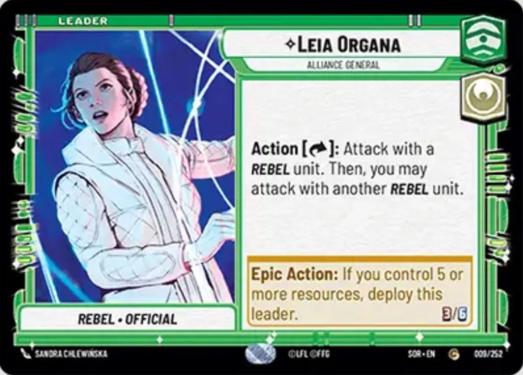 Carte Star Wars Unlimited Leia Leader