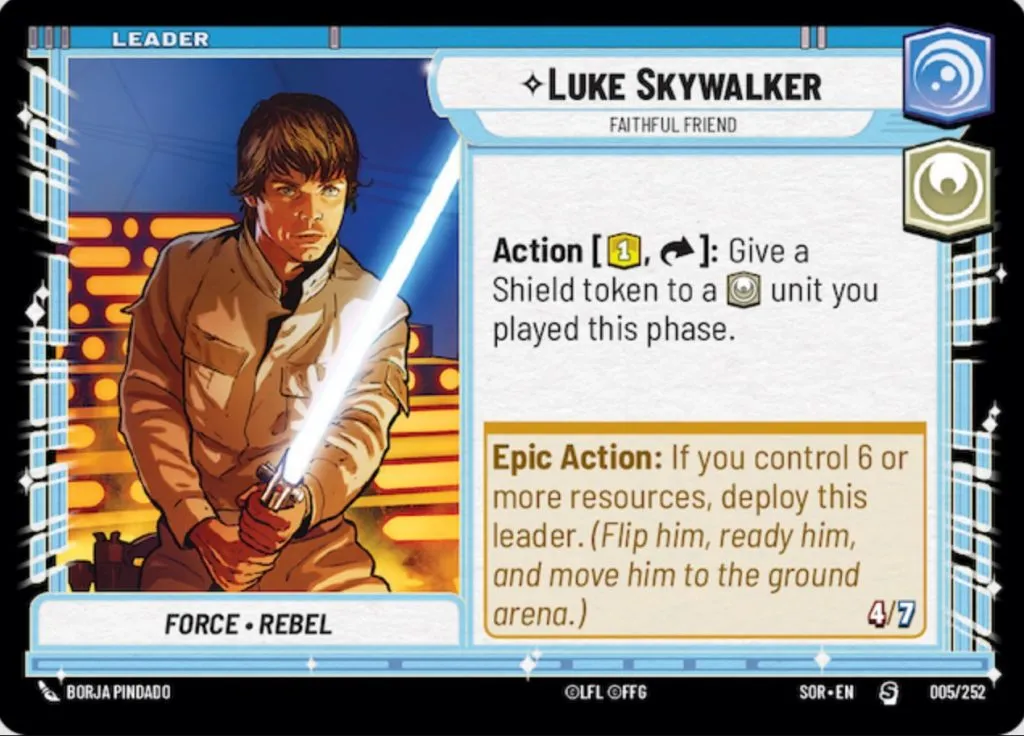 Carta Leader Luke Skywalker di Star Wars Unlimited