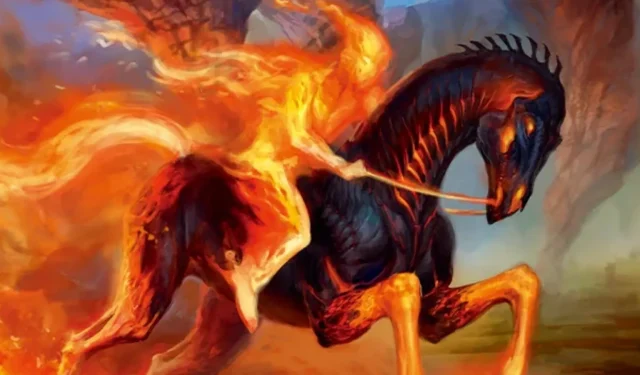 O cavalo de fogo do MTG Thunder Junction traz selas em chamas