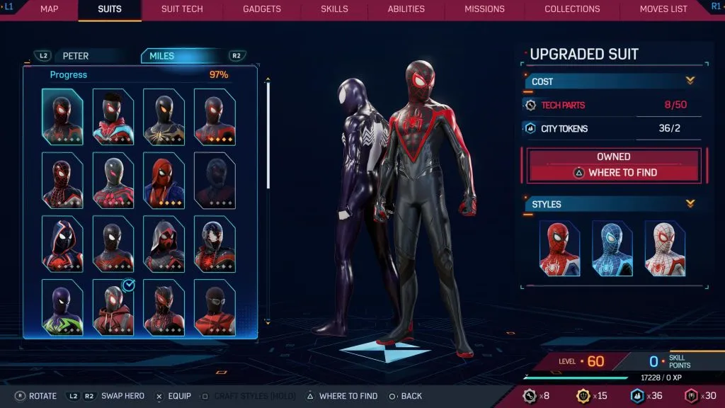 Marvel's Spider-Man 2 のアップグレードされたスーツ