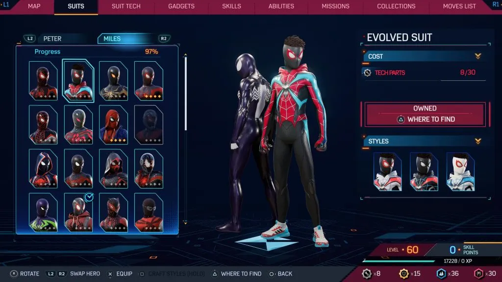 Marvel's Spider-Man 2 の進化したスーツ