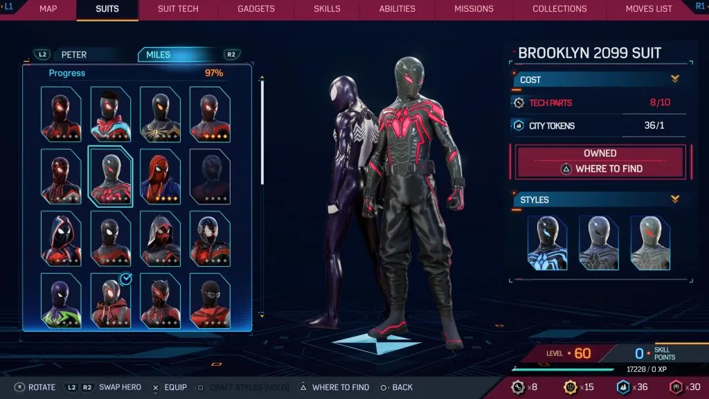 Marvel's Spider-Man 2 のブルックリン 2099 スーツ