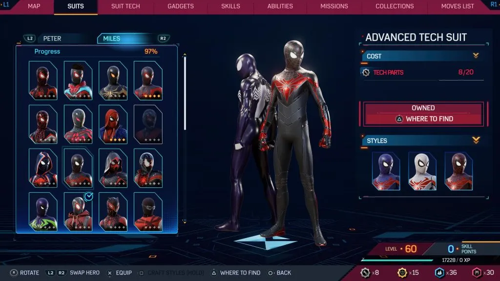 Marvel's Spider-Man 2 の高度なテクノロジー スーツ