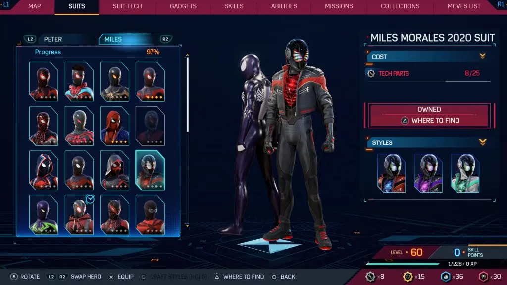 Marvel's Spider-Man 2 のマイルズ モラレス 2020 スーツ