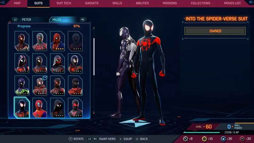 Marvel's Spider-Man 2 のスパイダーバース スーツを着て