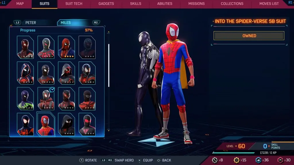 Marvel's Spider-Man 2 の Spider-Verse SB スーツに