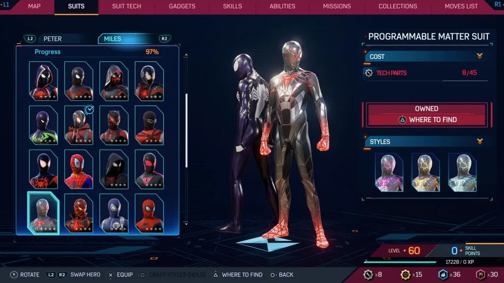 Marvel's Spider-Man 2 のプログラマブル マター スーツ