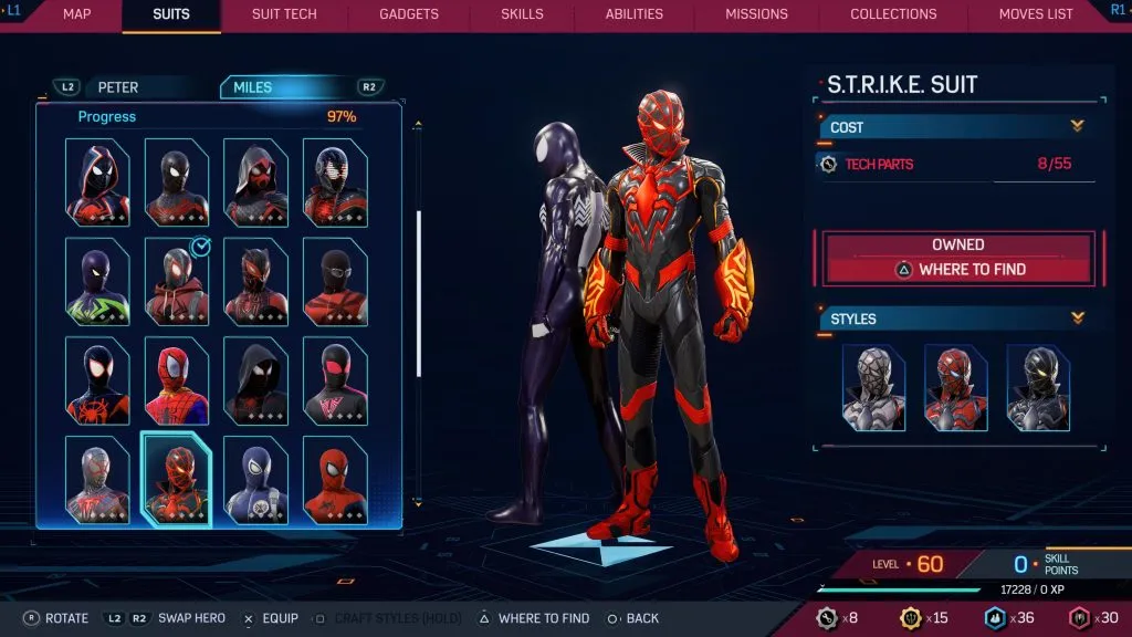 Marvel's Spider-Man 2 の STRIKE スーツ