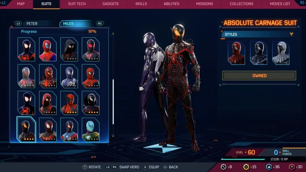 Marvel's Spider-Man 2 のアブソリュート カーネイジ スーツ