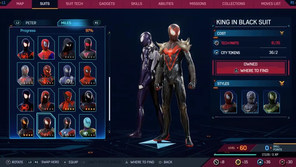 Marvel's Spider-Man 2 の黒のスーツを着たキング