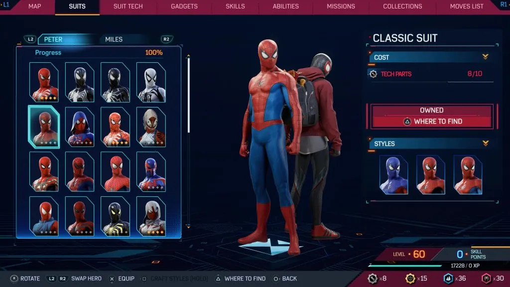Marvel's Spider-Man 2 のクラシックなスーツ