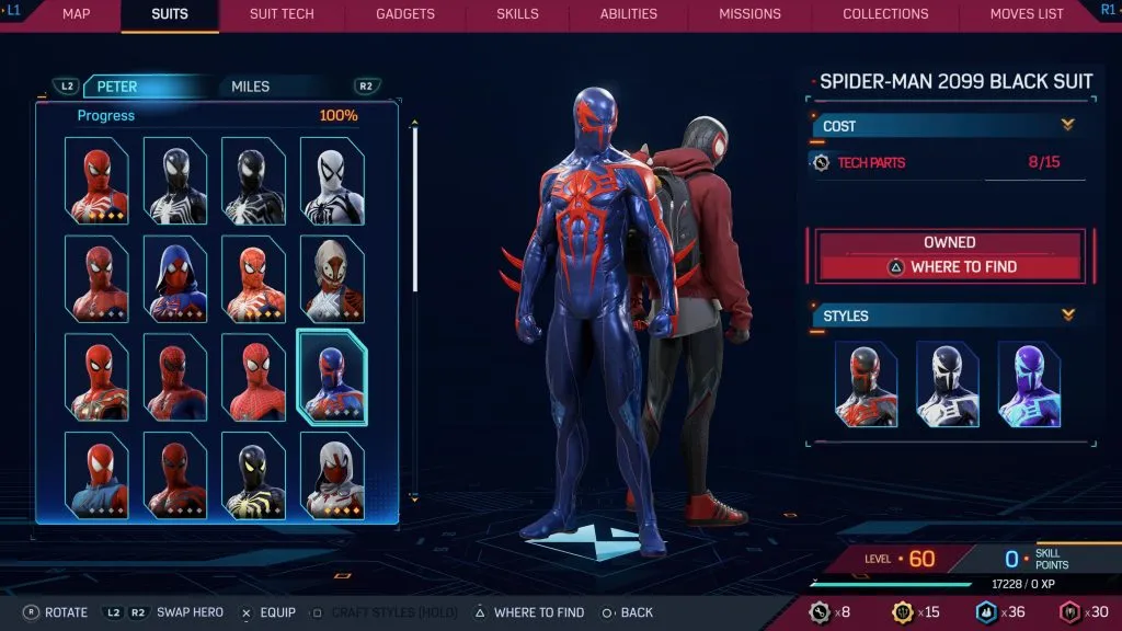 スパイダーマン 2099 Marvel's Spider-Man 2 のブラック スーツ