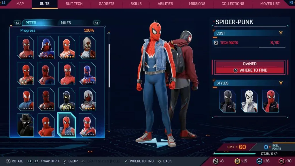 Marvel's Spider-Man 2 のスパイダーパンク スーツ