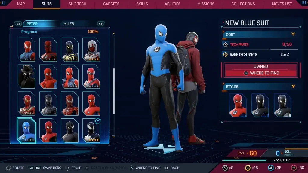 Marvel's Spider-Man 2 の新しいブルーのスーツ