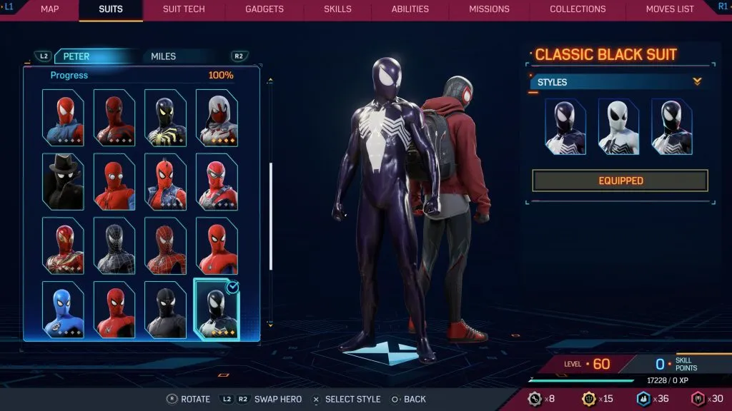 Marvel's Spider-Man 2 のクラシック ブラック スーツ