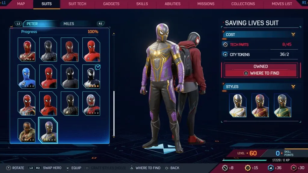 Marvel's Spider-Man 2 のセイビング ライフズ スーツ