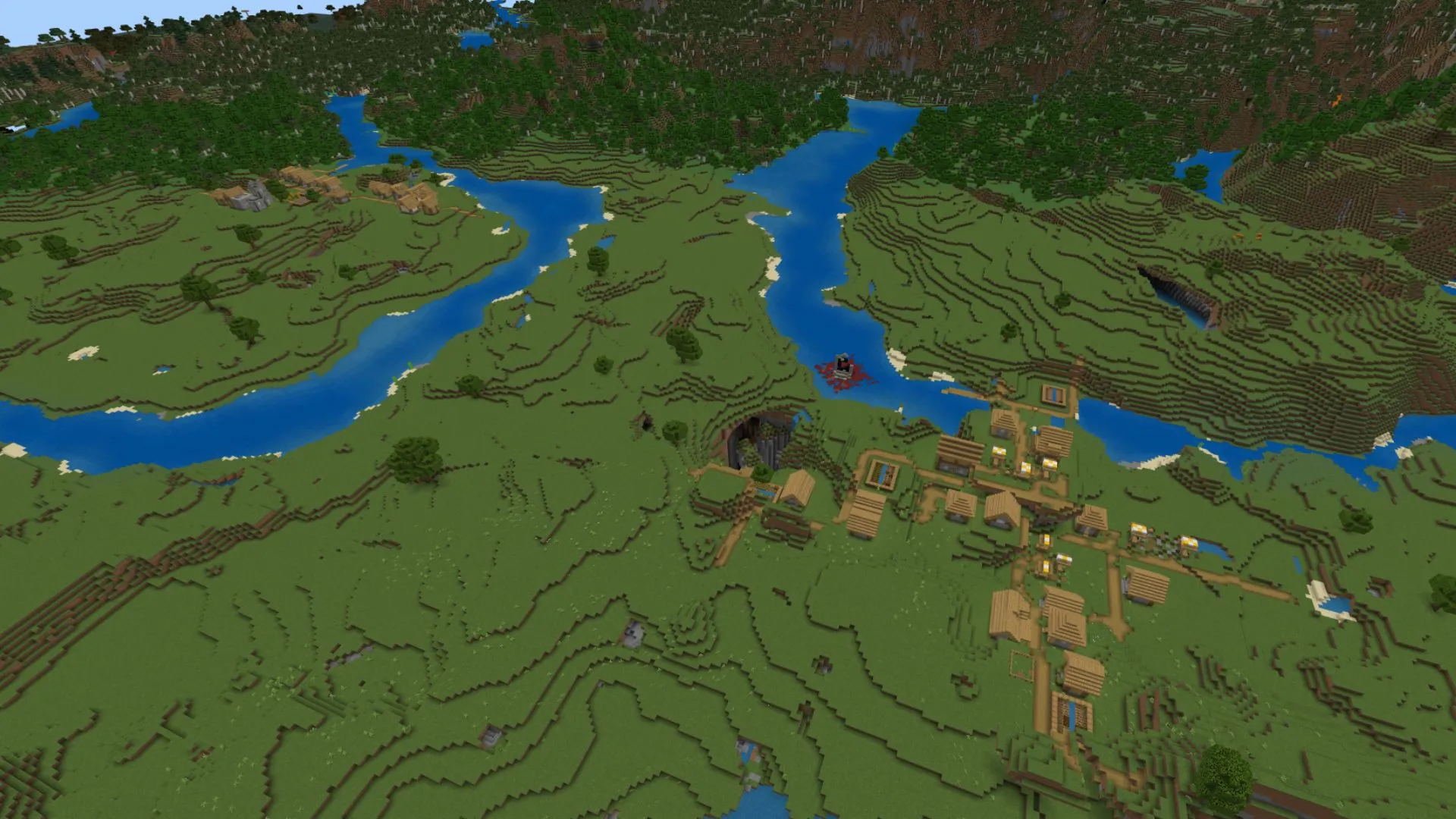Ein Minecraft-Dorf und Höhlen, die besten Minecraft-Samen 2023