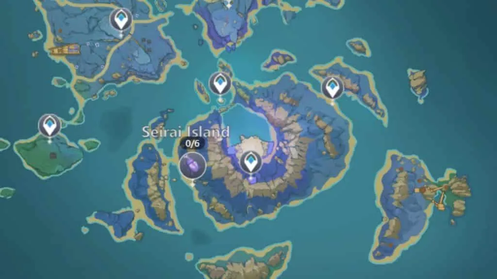 Captura de pantalla del mapa de la isla Seirai