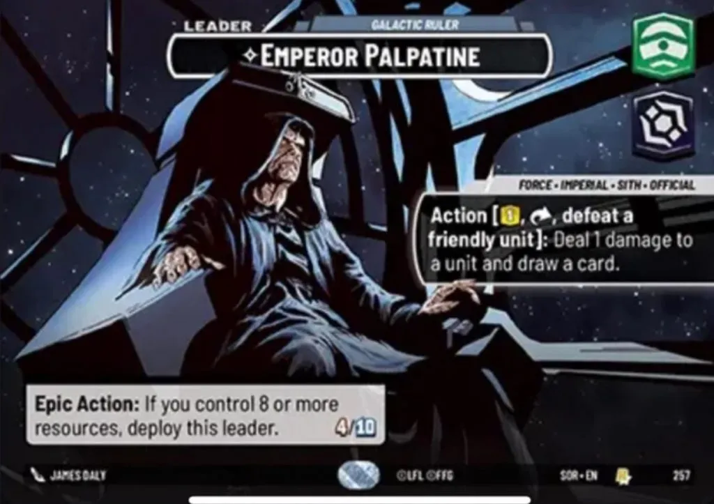 Carta Star Wars Unlimited Imperatore Palpatine Showcase