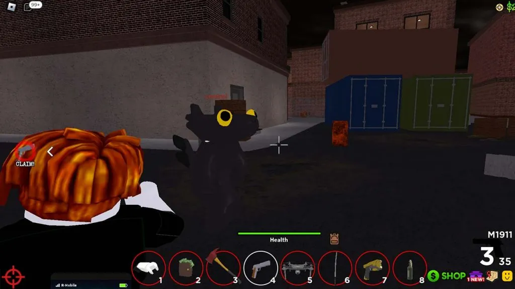 Jugador apuntando a otro jugador en Roblox Ohio