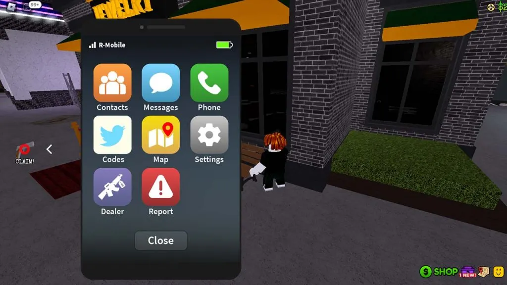 Zeigt die Telefonfunktion zur Verwendung von Codes in Roblox Ohio an