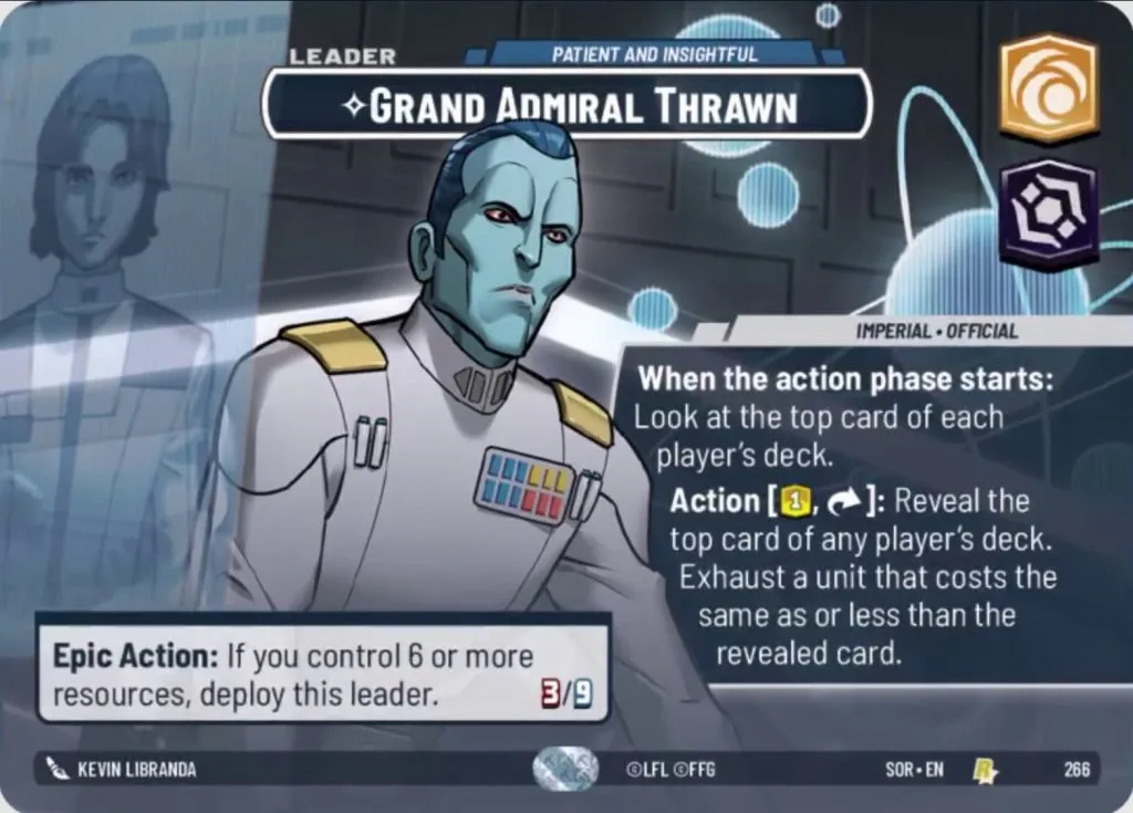 Tarjeta de exhibición del Gran Almirante Thrawn de Star Wars Unlimited