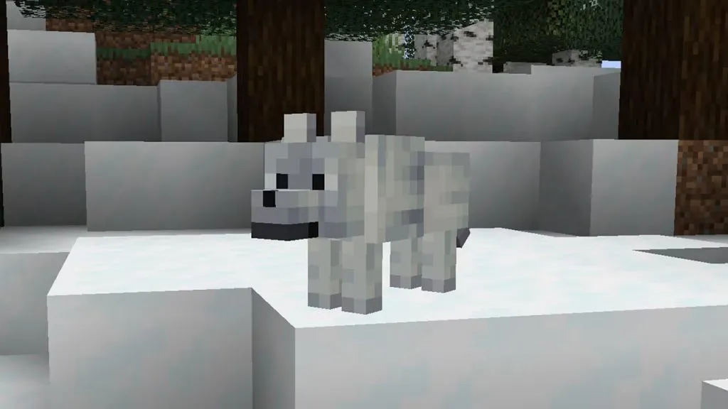 Minecraft の雪に覆われたオオカミ