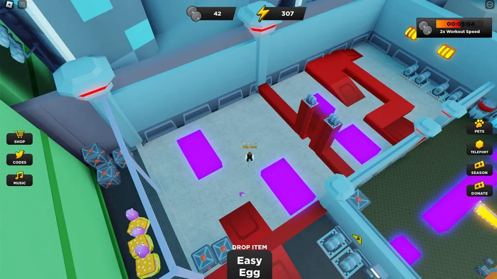 Jogador no meio de um quebra-cabeça no Strongman Simulator para ganhar um distintivo