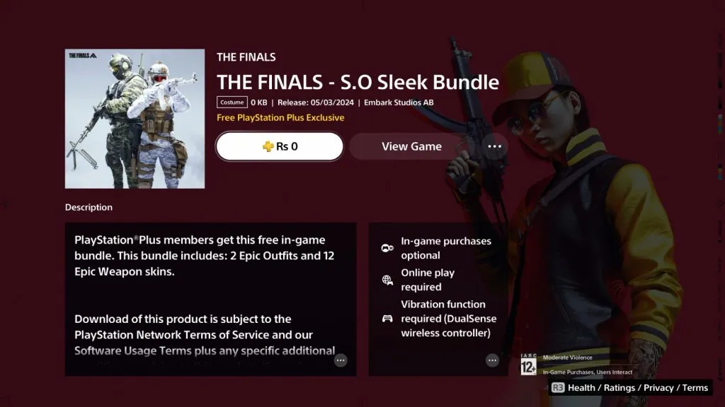 una imagen de The Finals SO Sleek Bundle en PS5