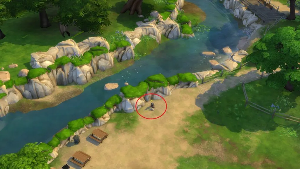 Una captura de pantalla que muestra la ubicación de aparición de Crystal en Los Sims 4.