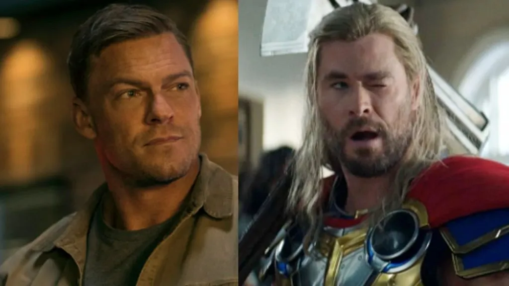 Alan Ritchson en Reacher y Chris Hemsworth en Thor: Amor y Trueno