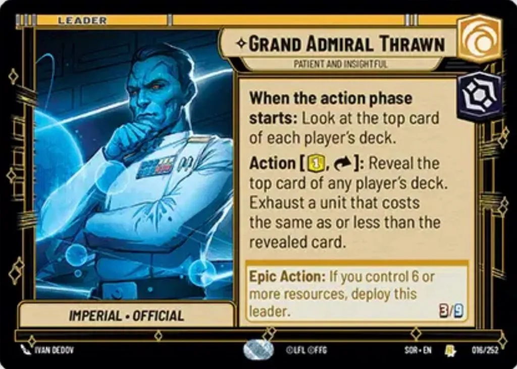 Carta Leader del Grand'Ammiraglio Thrawn di Star Wars Unlimited