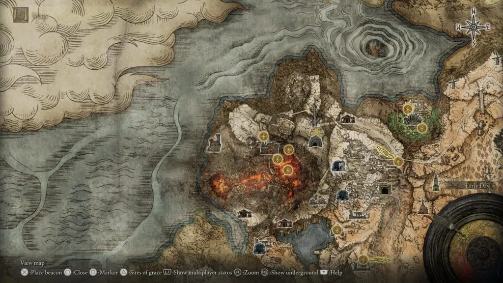 火山荘園の地図