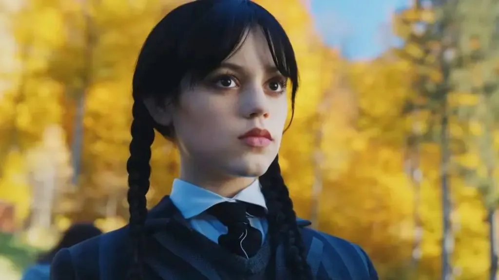 Jenna Ortega jako Wednesday Addams w środę.