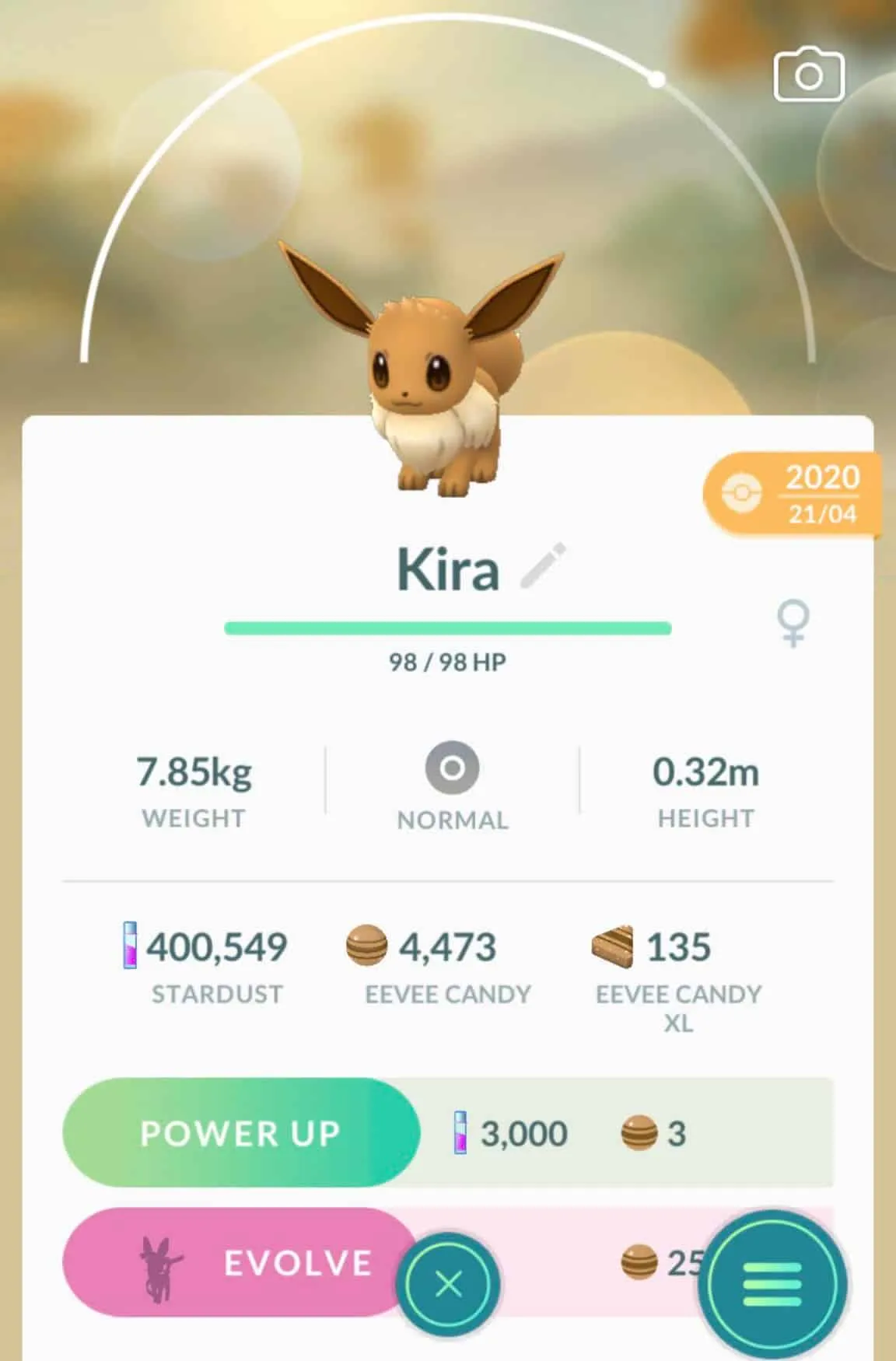 Évoli dans Pokémon Go