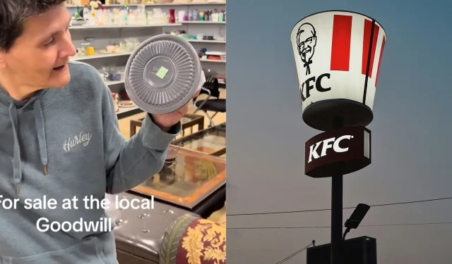 グッドウィルで販売されているKFCのテイクアウト容器を見つけてショックを受けるカップル