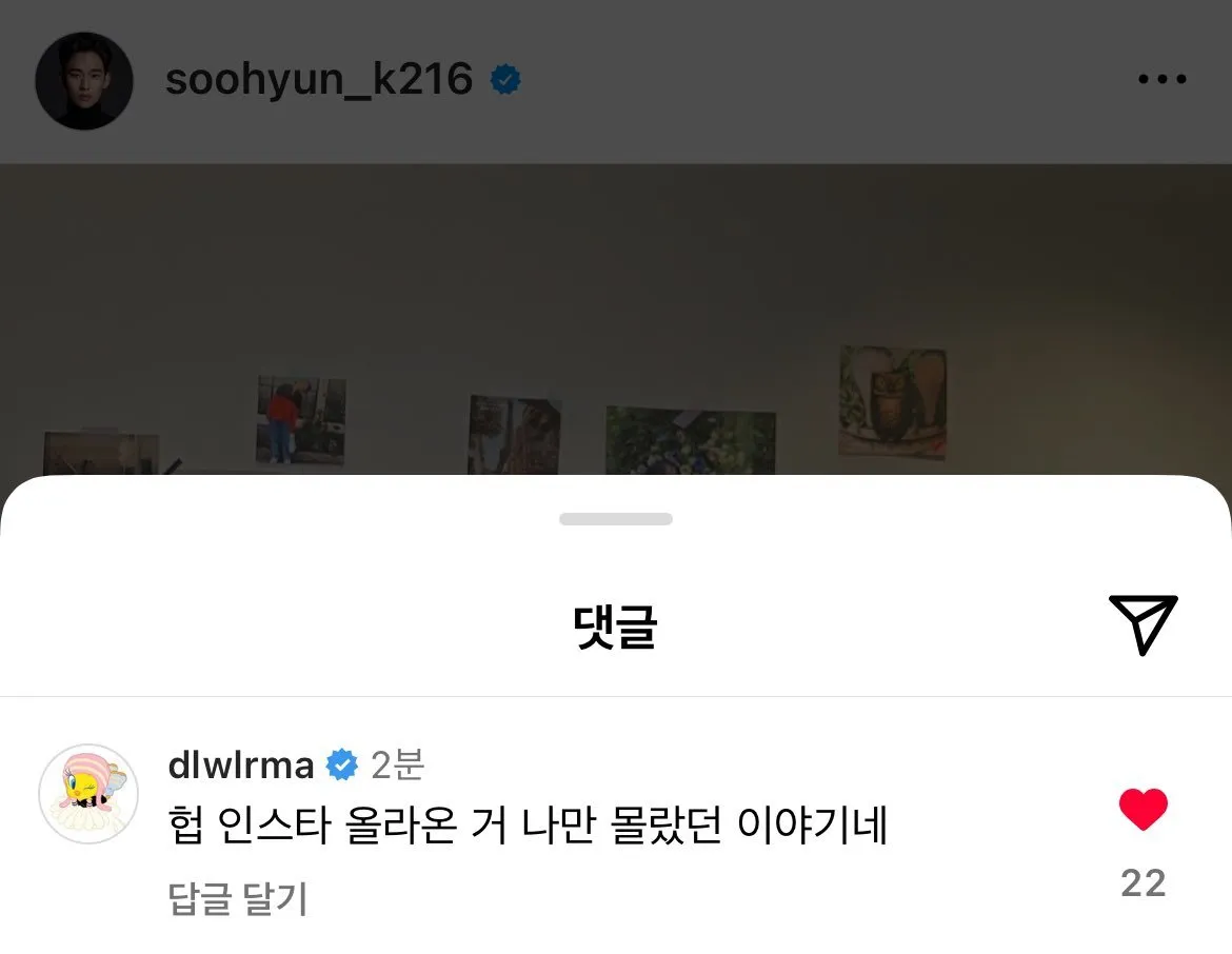 je commente le post de Kim Soo Hyun