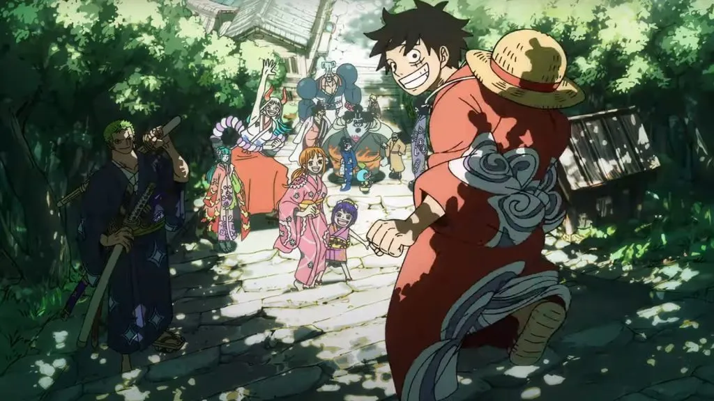 Una imagen fija del tema de apertura 25 del anime One Piece de Wano Saga