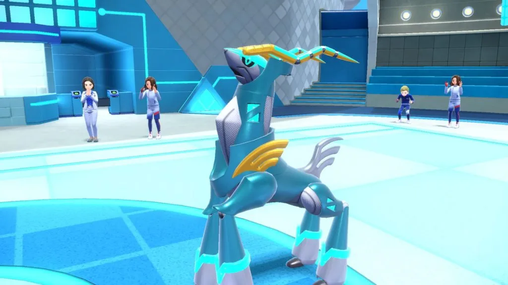 Captura de pantalla de Iron Crown en el DLC Indigo Disk de Pokémon Scarlet y Violet