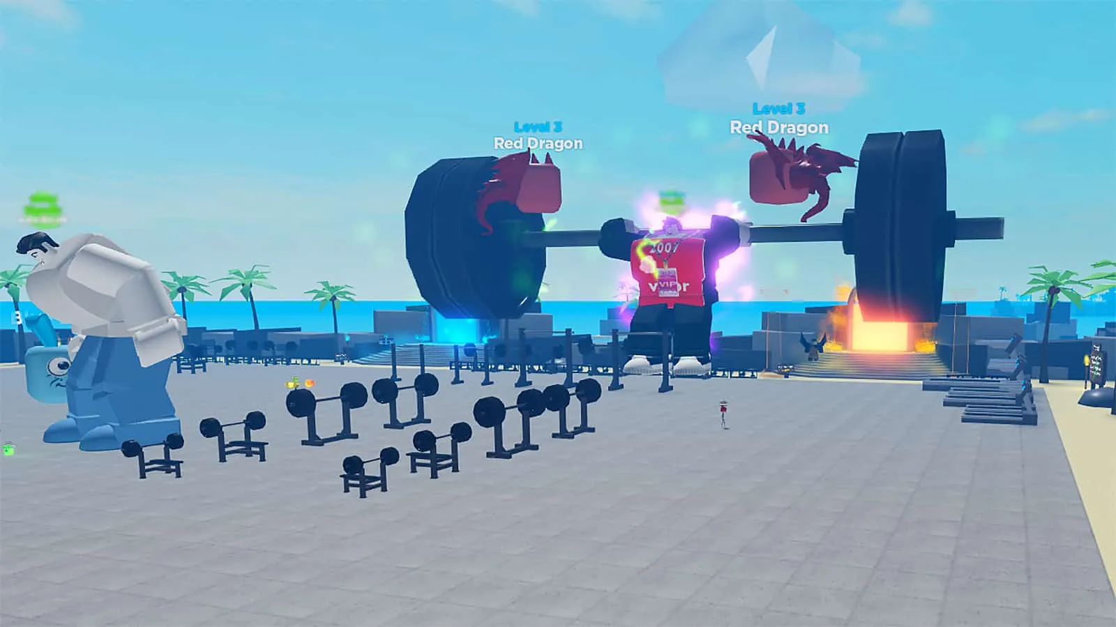 Una imagen de un jugador de Roblox Muscle Fighters.