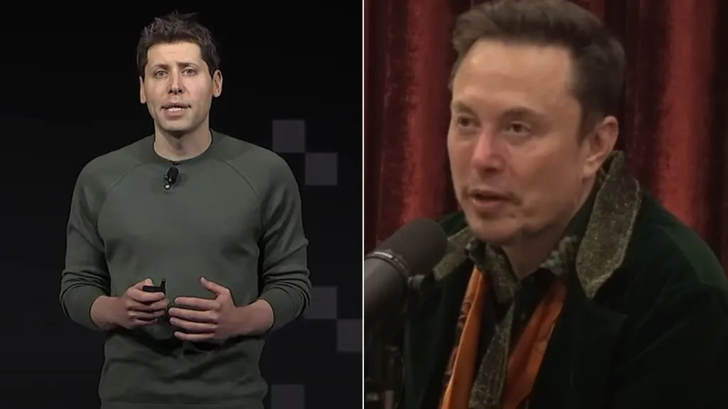 Sam Altman à gauche, Elon Musk à droite