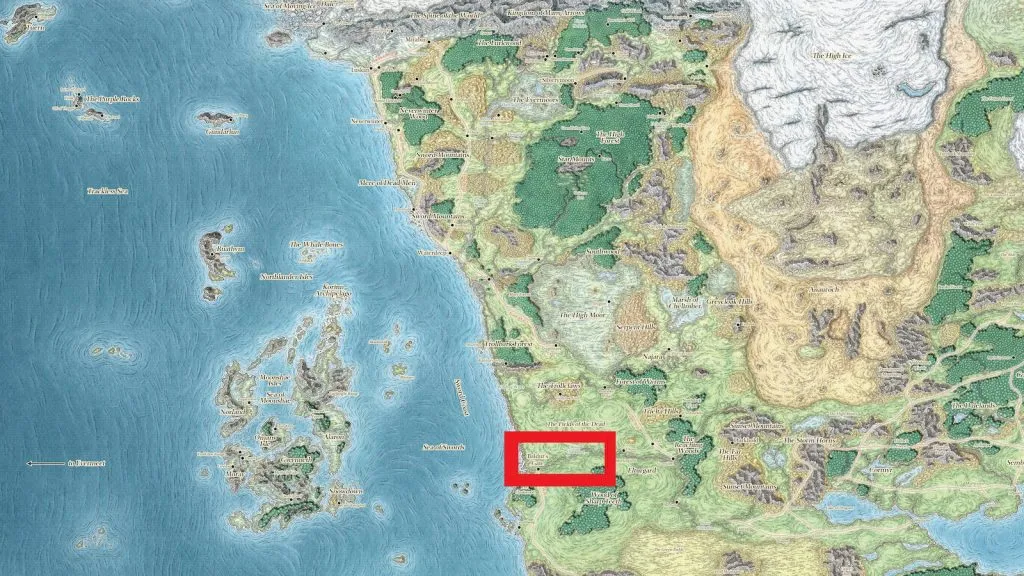 Karte von Baldur's Gate 3 skizziert