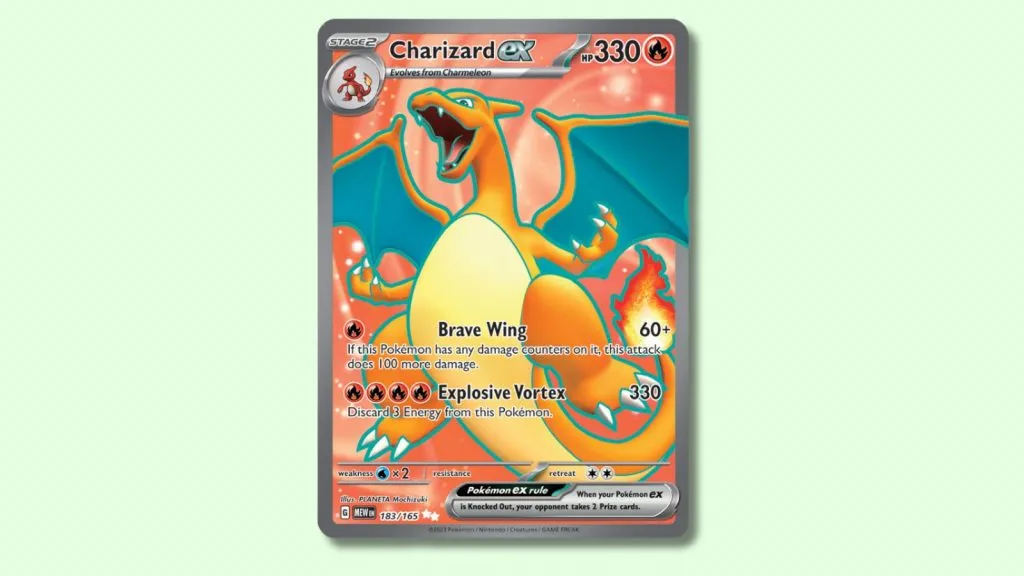 Carte Pokémon Charizard ex (183/165).
