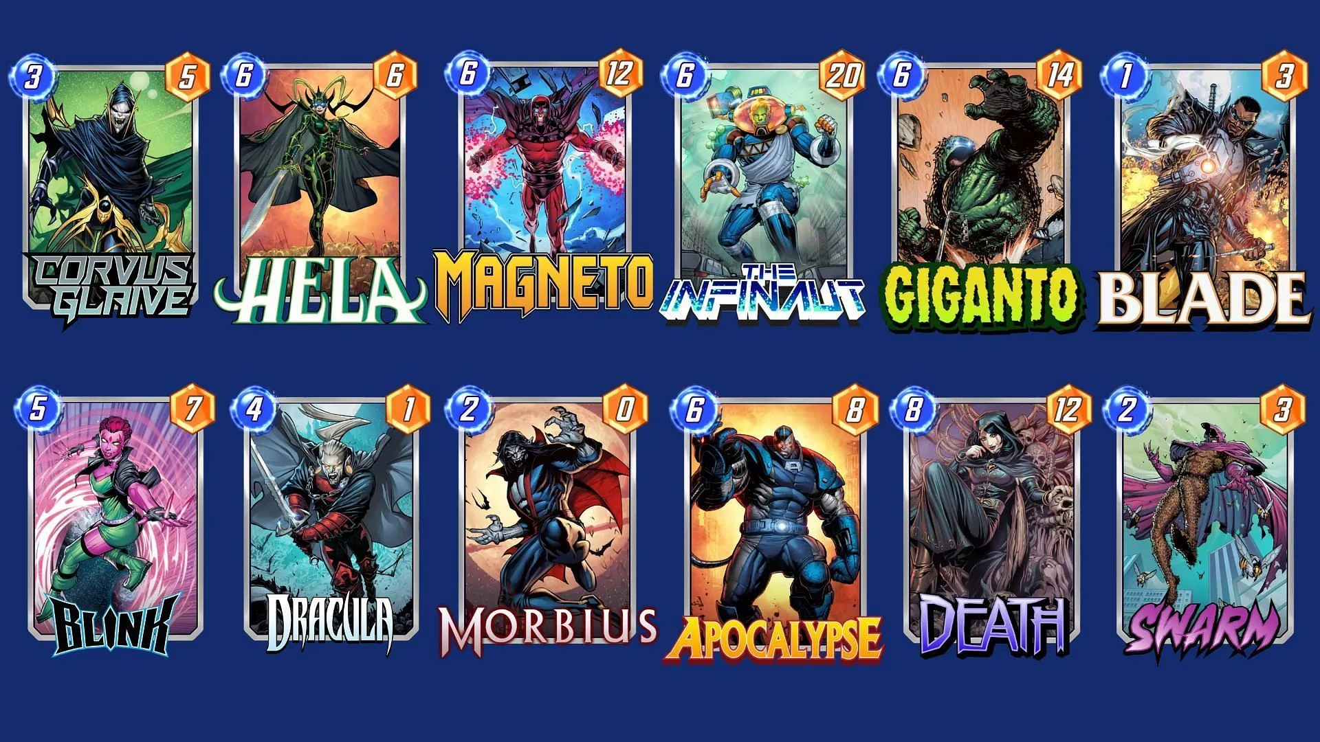 Marvel Snap 中的 Hela Glaive Ramp Deck（圖片來自 Nuverse）