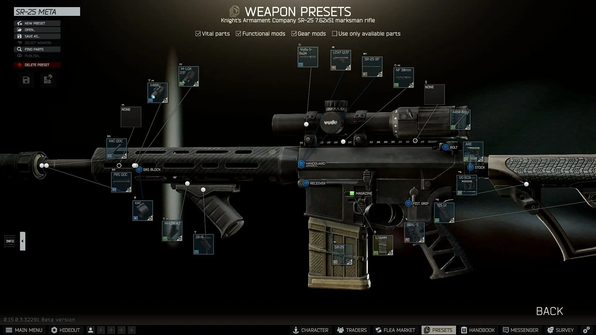 Una de las construcciones del cañón SR-25 en Escape from Tarkov (imagen a través de Battlestate Games)