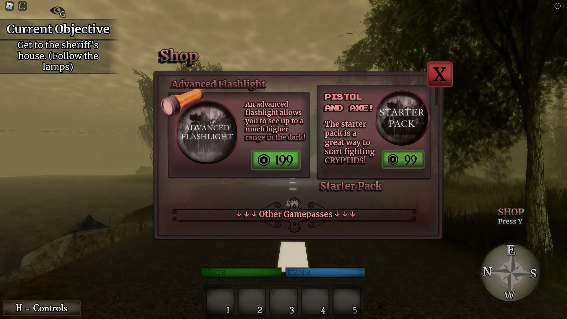 La tienda del juego en Siren Head Redemption (imagen a través de Roblox)